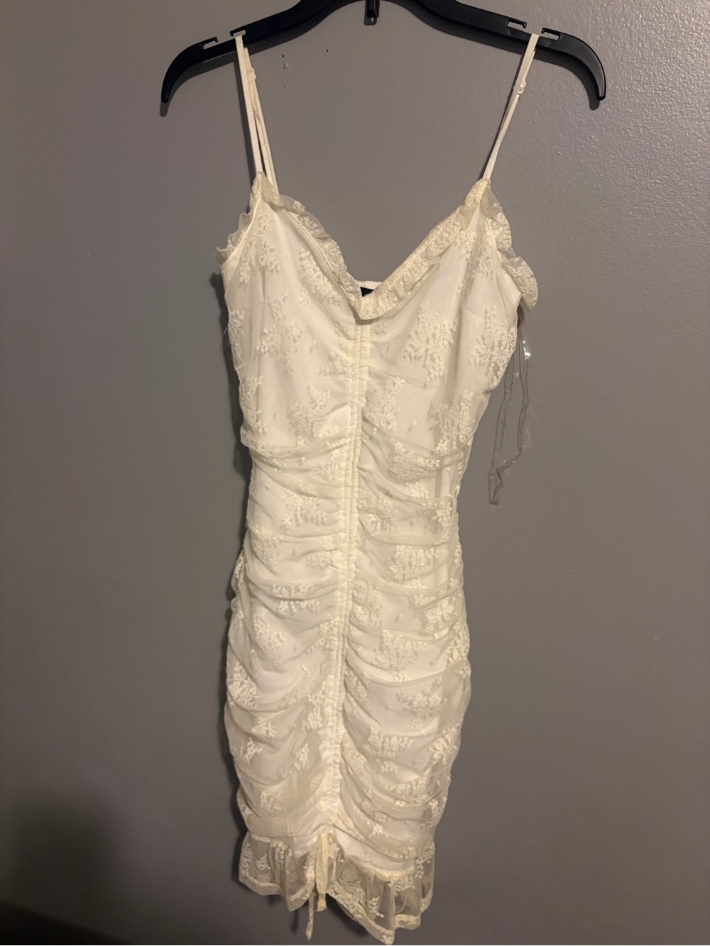 Windsor Ivory Lace Ruched Mini Slip Dress